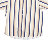 TRADER BAY Mens Beige & Blue Striped Short Sleeve Shirt XL Casual Button Down