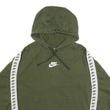 NIKE Womens Green Hoodie L Cotton Blend Pullover Logo Tape Detail