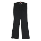 DICKIES Womens Slim Black Cotton Blend Trousers W30 L30 Zip Closure