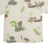 VANS Mens Beige Cotton Blend Casual Shirt XL Snake Print Summer Lightweight