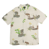 VANS Mens Beige Cotton Blend Casual Shirt XL Snake Print Summer Lightweight