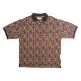 ST JOHNS BAY Mens Burgundy & Black Diamond Pattern Polo Shirt XL Cotton Collar