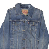 LEVI'S Womens Blue Denim Jacket S Cotton Blend Button Closure Classic Fit