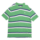 CHAPS Mens Green & Blue Striped Short Sleeve Polo Shirt 2XL Cotton Casual Tee