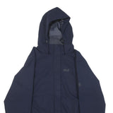 JACK WOLFSKIN Womens Navy Blue Jacket L Polyester Outdoor Zip Hooded Plain