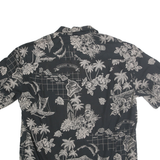 WINNIE FASHION Mens Black Hawaiian Pattern Shirt XL Cotton Casual Summer