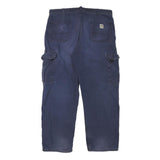 CARHARTT Mens Navy Relaxed Cargo Trousers W36 L29 Cotton Blend Workwear