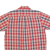 NAUTICA Mens Red & Navy Check Short Sleeve Shirt L Cotton Blend Button Shirt