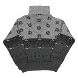 NICK TAYLOR SPORTSWEAR Mens Grey Black Patterned Roll Neck Chunky Knit Jumper L