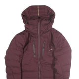 DECATHLON Womens Maroon Burgundy Puffer Jacket L Polyester Zip Hooded Sportswear