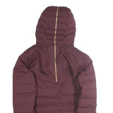 DECATHLON Womens Maroon Burgundy Puffer Jacket L Polyester Zip Hooded Sportswear