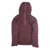 DECATHLON Womens Maroon Burgundy Puffer Jacket L Polyester Zip Hooded Sportswear