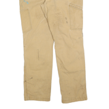 CARHARTT Mens Relaxed Beige Workwear Cotton Blend Trousers W34 L32 Durable