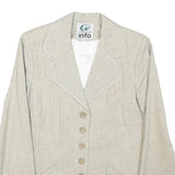 INFO Womens Cream Wool Blend Button Jacket XXS Woven Classic Blazer Elegant