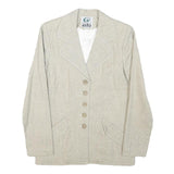 INFO Womens Cream Wool Blend Button Jacket XXS Woven Classic Blazer Elegant