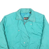 ANDY JOHNS Womens Turquoise Nylon Jacket L Zip Casual Lightweight Outerwear