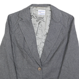 AVON FASHIONS Mens Grey Wool Blend Jacket S Button Closure Plain Stylish