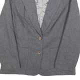 AVON FASHIONS Mens Grey Wool Blend Jacket S Button Closure Plain Stylish