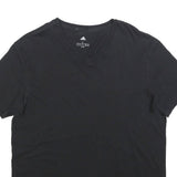 ADIDAS Mens Black V-Neck T-Shirt L Cotton Blend Casual Sportswear