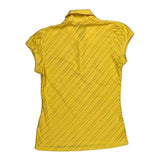 Puma Striped Polo Shirt - Large Yellow Cotton