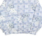 EVR Womens Blue & White Floral Silk Jacket L Lightweight Zip Closure