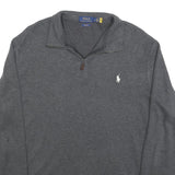POLO RALPH LAUREN Mens Grey Pullover Plain Crew Neck Basic Knit L Cotton Jumper