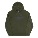 PUMA Mens Green Pullover Hoodie S Classic Logo Cotton Blend Casual Sweatshirt