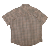 WRANGLER Mens Brown & Cream Checked Western Shirt XL Short Sleeve Cotton Blend
