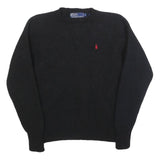 POLO RALPH LAUREN Boys Black Wool Plain Crew Neck Basic Knit Jumper L