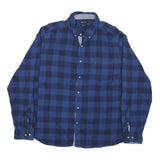 NAUTICA Mens Blue & Navy Checked Shirt XL Button-Down Cotton Blend Casual