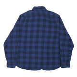 NAUTICA Mens Blue & Navy Checked Shirt XL Button-Down Cotton Blend Casual