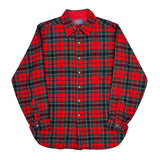 Made In USA Pendleton Checked Flannel Shirt - Large Green Virgin Wool