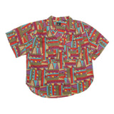 LIZ SPORT Womens Multicoloured Printed Shirt Short Sleeve Collared M Cotton