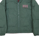 HELLY HANSEN Womens Green & Burgundy Puffer Jacket M Polyester Zip Casual