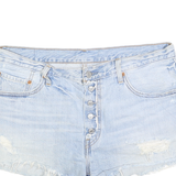 LEVI'S Womens Shorts Blue Denim Cut-Off M W32 Button Fly Casual Distressed