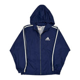 Adidas Windbreaker - Large Blue Polyester