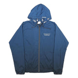 MARKA Mens Blue Polyester Hooded Zip Jacket S Plain Lightweight Casual Fashion