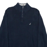 NAUTICA Mens Navy Blue Cotton Pullover Plain 1/4 Zip Jumper XL Casual Knitwear