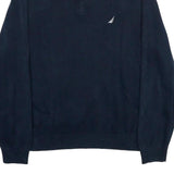 NAUTICA Mens Navy Blue Cotton Pullover Plain 1/4 Zip Jumper XL Casual Knitwear