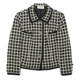 DESARBRE Womens Black & White Check Wool Blend Button Jacket XS Woven Elegant