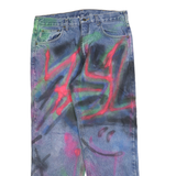 CARHARTT Mens Cotton Blend Blue Spray Paint Relaxed Straight Trousers W34 L30