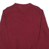TOMMY HILFIGER Mens Maroon Plain Cotton Blend Regular Fit Crew Neck Jumper L