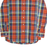 CHAPS Mens Orange & Navy Blue Plaid Cotton Blend Shirt M Button Down Smart