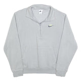NIKE Mens Grey 1/4 Zip Sweater S Cotton Blend Sportswear Casual Pullover