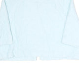 Womens Light Blue Plain Button Polyester Quilted Jacket M Short Sleeve Cropped