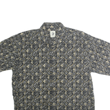 V4 CLASSIC Mens Black & Beige Patterned Shirt Cotton L Casual Summer Short