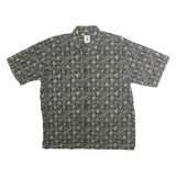 V4 CLASSIC Mens Black & Beige Patterned Shirt Cotton L Casual Summer Short