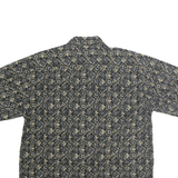 V4 CLASSIC Mens Black & Beige Patterned Shirt Cotton L Casual Summer Short