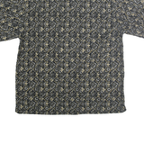 V4 CLASSIC Mens Black & Beige Patterned Shirt Cotton L Casual Summer Short
