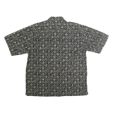 V4 CLASSIC Mens Black & Beige Patterned Shirt Cotton L Casual Summer Short